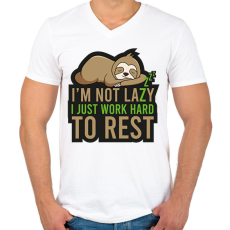 PRINTFASHION I'm not lazy - Férfi V-nyakú póló - Fehér