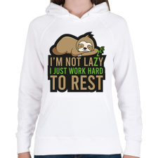 PRINTFASHION I'm not lazy - Női kapucnis pulóver - Fehér női pulóver, kardigán