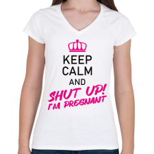 PRINTFASHION I'm pregnant - Női V-nyakú póló - Fehér női póló