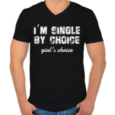 PRINTFASHION I'm single by choice - white - Férfi V-nyakú póló - Fekete