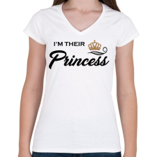 PRINTFASHION I'M THEIR PRINCESS - Női V-nyakú póló - Fehér női póló