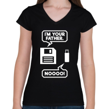 PRINTFASHION I m Your Father Usb - Női V-nyakú póló - Fekete női póló