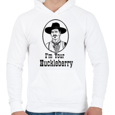 PRINTFASHION I'm Your Huckleberry - Férfi kapucnis pulóver - Fehér férfi pulóver, kardigán