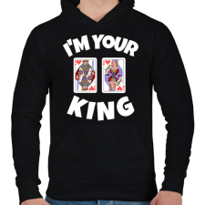 PRINTFASHION i'M YOUR KING - Férfi kapucnis pulóver - Fekete férfi pulóver, kardigán