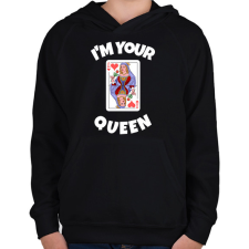 PRINTFASHION i'M YOUR QUEEN 2 - Gyerek kapucnis pulóver - Fekete gyerek pulóver, kardigán