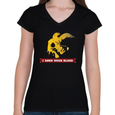 PRINTFASHION I need your blood - Női V-nyakú póló - Fekete női póló