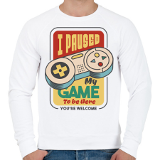 PRINTFASHION I paused my game to be here - Férfi pulóver - Fehér férfi pulóver, kardigán