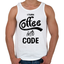 PRINTFASHION I Turn Coffee Into Code - Férfi atléta - Fehér atléta, trikó