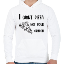 PRINTFASHION I want pizza - Telefontok - Férfi kapucnis pulóver - Fehér férfi pulóver, kardigán