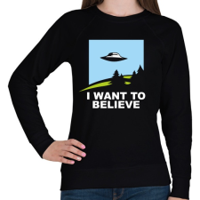 PRINTFASHION i want to believe - Női pulóver - Fekete női pulóver, kardigán