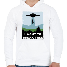 PRINTFASHION I want to break free - Férfi kapucnis pulóver - Fehér férfi pulóver, kardigán
