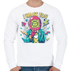 PRINTFASHION I want you 80-as évek - Férfi pulóver - Fehér