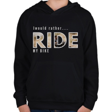 PRINTFASHION I WOULD RATHER MY BIKE - Gyerek kapucnis pulóver - Fekete