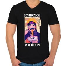 PRINTFASHION Ichiraku Ramen - Férfi V-nyakú póló - Fekete férfi póló