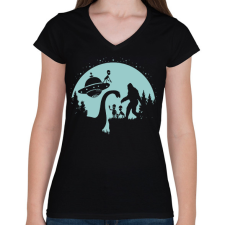 PRINTFASHION Idegenek találkozója - Női V-nyakú póló - Fekete női póló