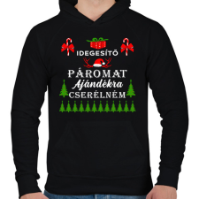 PRINTFASHION Idegesítő páromat ajándékra cserélném - Férfi kapucnis pulóver - Fekete férfi pulóver, kardigán
