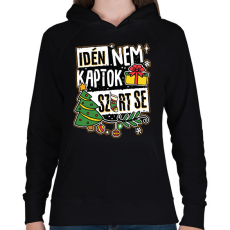 PRINTFASHION Idén nem kaptok szart se - Női kapucnis pulóver - Fekete