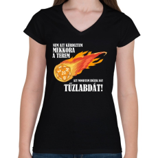 PRINTFASHION Idézek egy tűzlabdát! - Női V-nyakú póló - Fekete