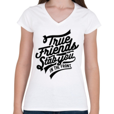 PRINTFASHION Igaz barát - Női V-nyakú póló - Fehér női póló