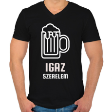 PRINTFASHION Igaz szerelem - Férfi V-nyakú póló - Fekete