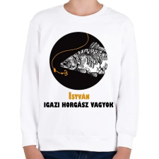 PRINTFASHION Igazi horgász vagyok - Névvel - Gyerek pulóver - Fehér gyerek pulóver, kardigán