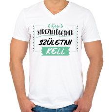 PRINTFASHION Igazi sorozatfüggő - Férfi V-nyakú póló - Fehér