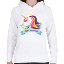 PRINTFASHION Igazi unikornis egyszarvú - Női kapucnis pulóver - Fehér női pulóver, kardigán