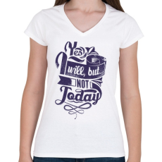 PRINTFASHION Igen... de nem ma! - Női V-nyakú póló - Fehér