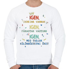PRINTFASHION Igen, ikreink vannak - Férfi pulóver - Fehér