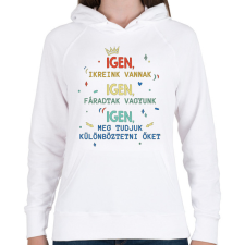 PRINTFASHION Igen, ikreink vannak - Női kapucnis pulóver - Fehér női pulóver, kardigán