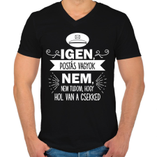 PRINTFASHION Igen, postás vagyok - Férfi V-nyakú póló - Fekete férfi póló