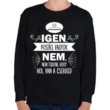 PRINTFASHION Igen, postás vagyok - Gyerek pulóver - Fekete gyerek pulóver, kardigán