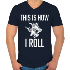 PRINTFASHION Így korizom  - Férfi V-nyakú póló - Sötétkék férfi póló