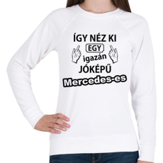 PRINTFASHION Így néz ki egy igazán jóképű Mercedeses - Női pulóver - Fehér