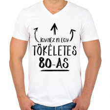 PRINTFASHION Így néz ki egy tökéletes 80-as - Férfi V-nyakú póló - Fehér férfi póló