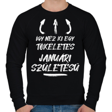 PRINTFASHION Így néz ki egy tökéletes januári születésű - Férfi pulóver - Fekete