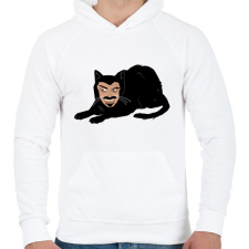 PRINTFASHION Ijesztő cica - Férfi kapucnis pulóver - Fehér férfi pulóver, kardigán