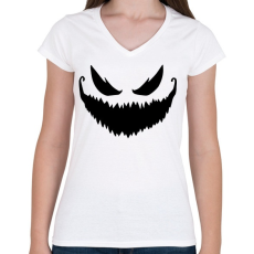 PRINTFASHION Ijesztő halloween tökfej 2 - Női V-nyakú póló - Fehér