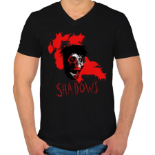 PRINTFASHION ijesztő zombi - Férfi V-nyakú póló - Fekete férfi póló