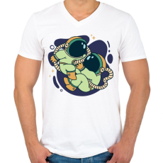 PRINTFASHION Iker űrhajósok - Férfi V-nyakú póló - Fehér