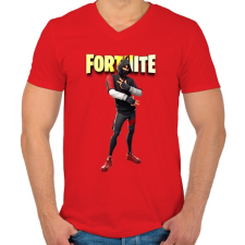 PRINTFASHION iKonik Fortnite - Férfi V-nyakú póló - Piros férfi póló