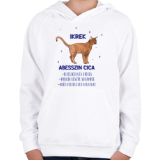 PRINTFASHION Ikrek - Abesszin cica - Gyerek kapucnis pulóver - Fehér