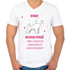 PRINTFASHION Ikrek - Bichon frisé - Férfi V-nyakú póló - Fehér férfi póló