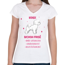 PRINTFASHION Ikrek - Bichon frisé - Női V-nyakú póló - Fehér női póló
