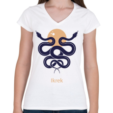 PRINTFASHION Ikrek minta - Női V-nyakú póló - Fehér