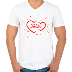 PRINTFASHION Ildikó - Férfi V-nyakú póló - Fehér