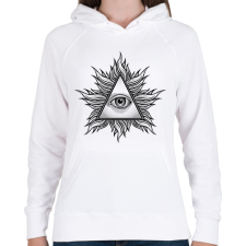 PRINTFASHION Illuminati - Női kapucnis pulóver - Fehér női pulóver, kardigán