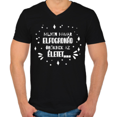 PRINTFASHION Illyés Gyula - Milyen hamar... (fehér) - Férfi V-nyakú póló - Fekete