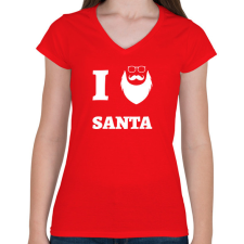 PRINTFASHION ilovesanta - Női V-nyakú póló - Piros női póló