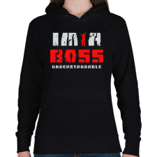 PRINTFASHION IM A BOSS - Női kapucnis pulóver - Fekete női pulóver, kardigán